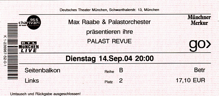 München Deutsches Theater: Max Raabe und das Palastorchester (Palast-Revue)