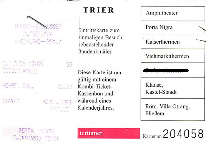 Trier Porta Nigra, Kaiserthermen, Amphitheater, Viehmarkttermen