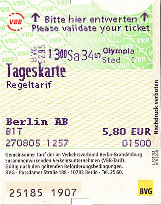 Berlin BVG-Tageskarte