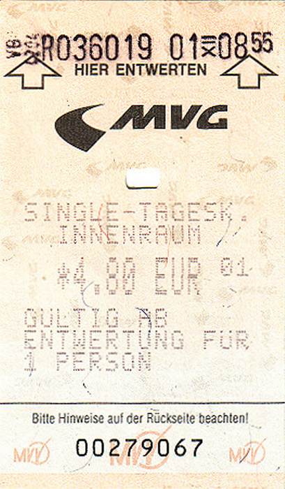 München MVV-Single-Tageskarte Innenraum