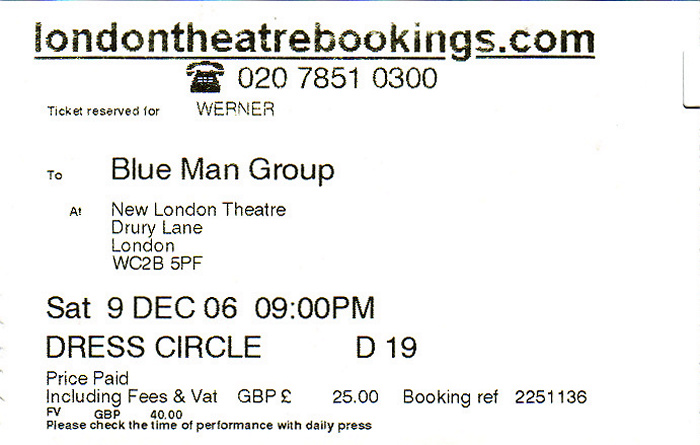New London Theatre: Blue Man Group