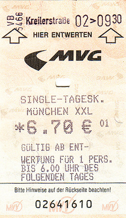 München MVV-Single-Tageskarte XXL