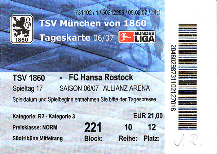 Allianz Arena: Fußballspiel 2. Bundesliga TSV 1860 München - FC Hansa Rostock