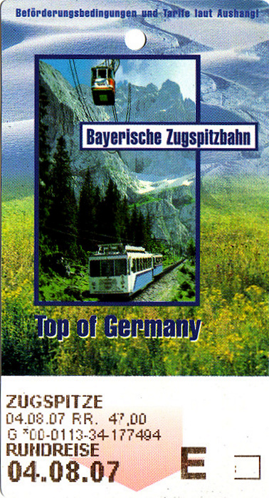 Zugspitze Zahnradbahn Eibsee - Zugspitzplatt, Gletscherbahn Zugspitzplatt - Gipfel, Eibseebahn Gipfel - Eibsee