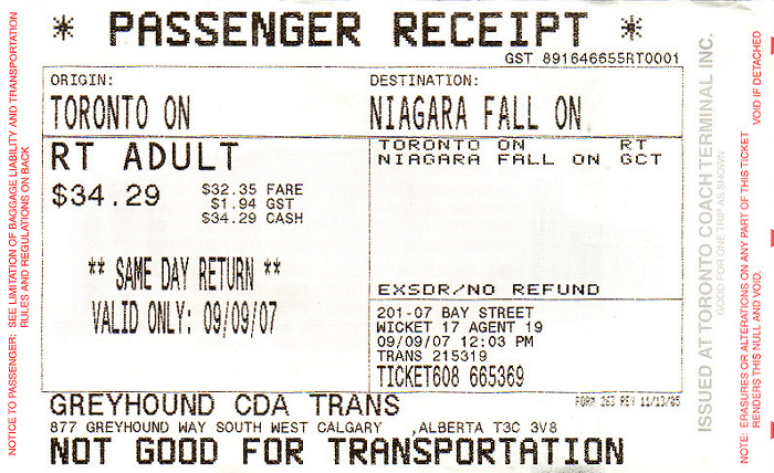 Bus Toronto - Niagara Falls, Bus Niagara Falls - Toronto