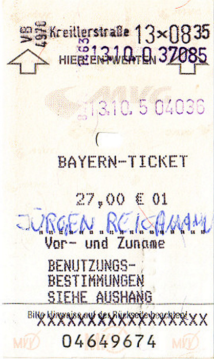 Bayern-Ticket: München - Ingolstadt - Saal a.d. Donau, Saal a.d. Donau - Ingolstadt - München