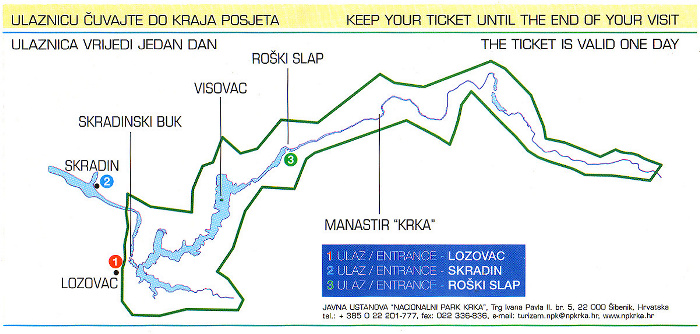 Nationalpark Krka Eintrittskarte (Rückseite)