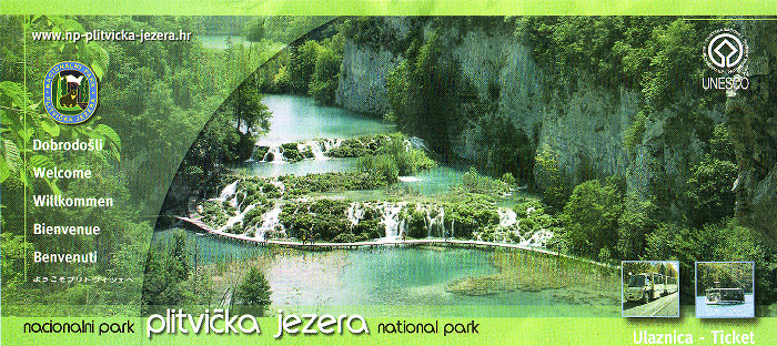 Nationalpark Plitvicer Seen Eintrittskarte (Vorderseite)