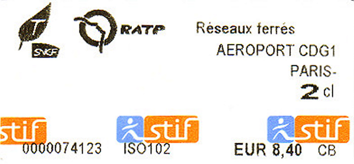 Paris RATP-Ticket Flughafen Charles de Gaulles - Stadtzentrum