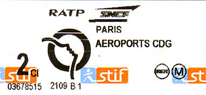 Paris RATP-Ticket Stadtzentrum - Flughafen Charles de Gaulles Flughafen Paris-Charles-de-Gaulle