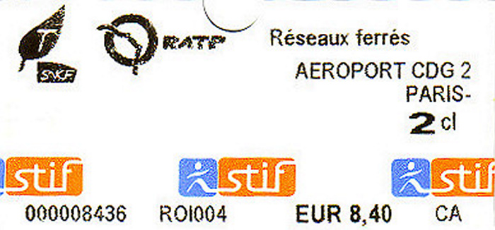 Paris RATP-Ticket Flughafen Charles de Gaulles - Stadtzentrum Flughafen Paris-Charles-de-Gaulle