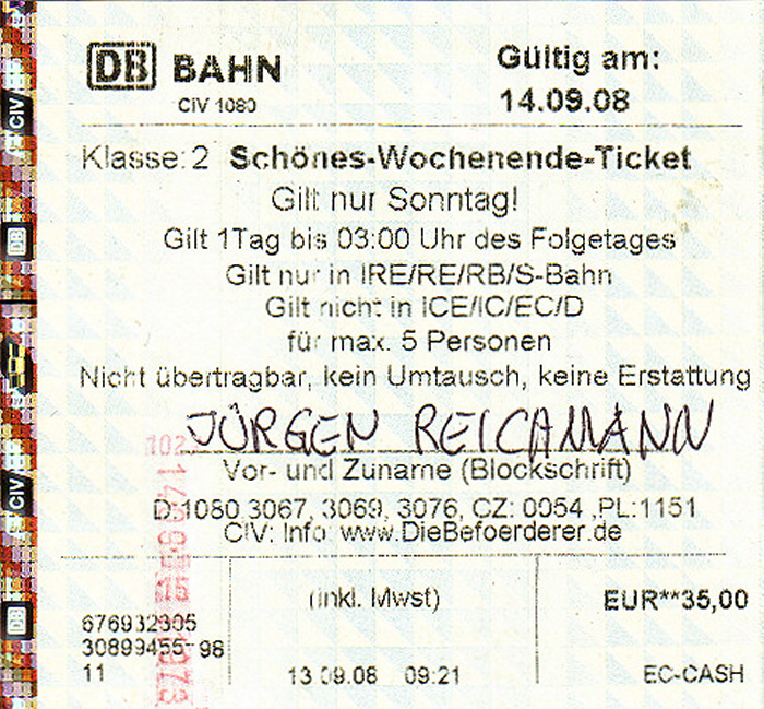 Schönes-Wochenende-Ticket: Haan - Köln, Köln - Flughafen Köln/Bonn, Flughafen München - St.-Veit-Straße