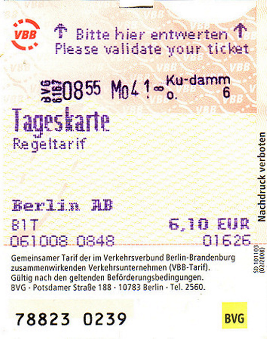 Berlin BVG-Tageskarte AB