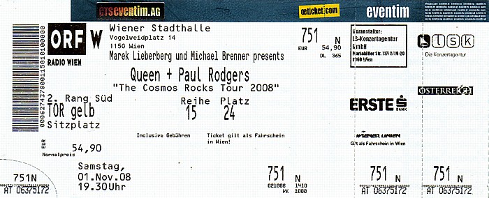 Wiener Stadthalle: Queen + Paul Rodgers