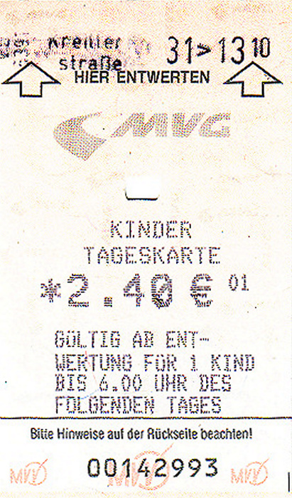 München MVV-Kindertageskarte Innenraum