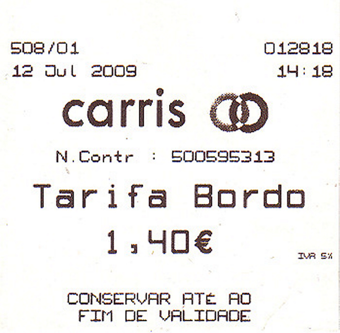 Lissabon carris-Einzelfahrkarte