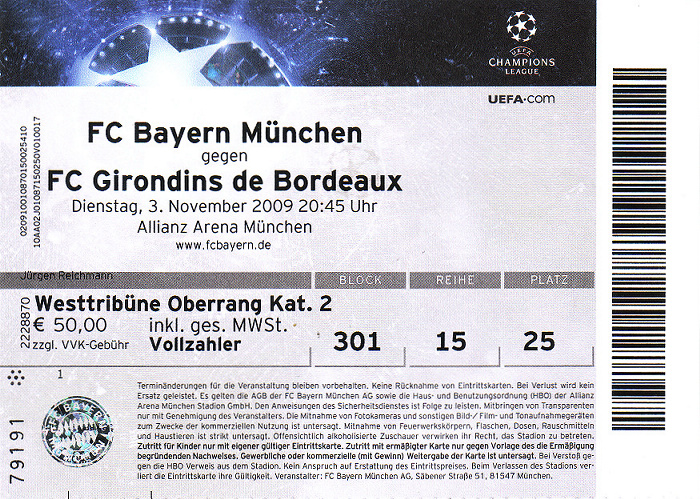 Allianz Arena: Champions League-Spiel FC Bayern München - Girondins Bordeaux
