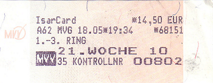 München MVV Wochenkarte 3 Ringe