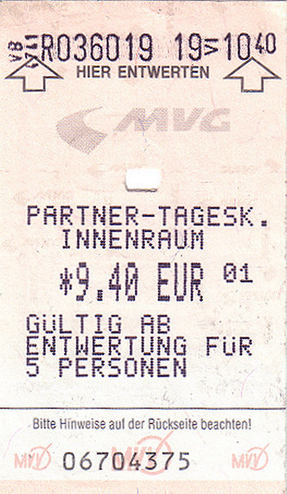 München MVV Partner-Tageskarte Innenraum