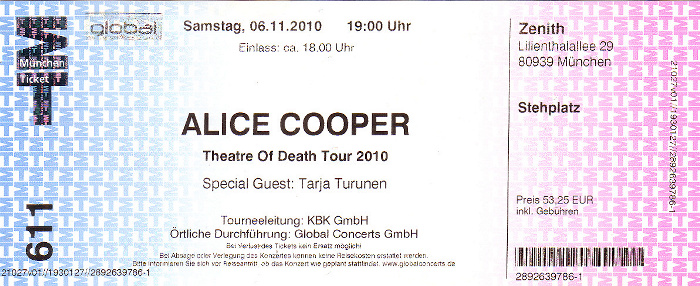 München Zenith: Alice Cooper (+ Tarja Turunen) Zenith Kulturhalle