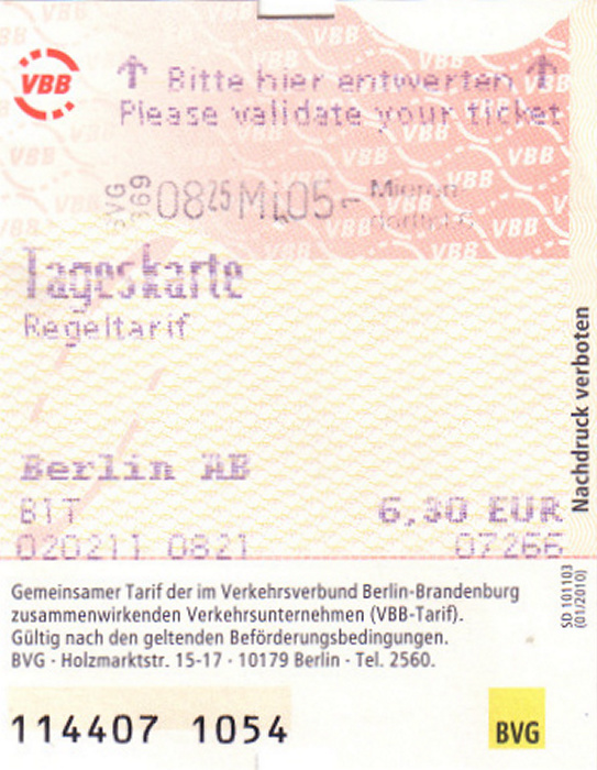 Berlin BVG-Tageskarte