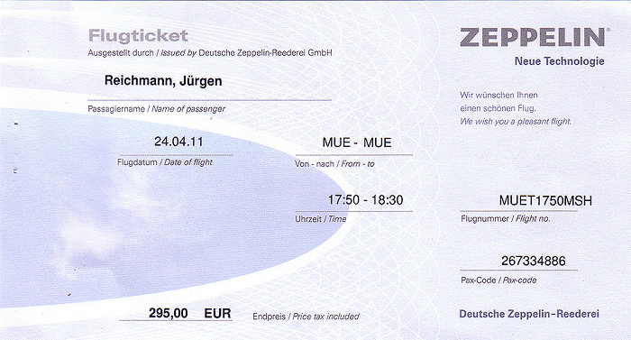Zeppelin-Rundflug über München von und bis Oberschleißheim