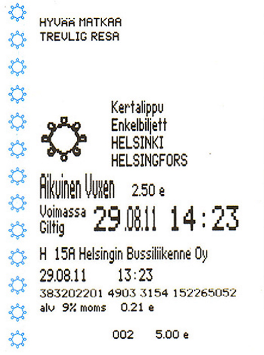 Helsinki Busfahrkarte