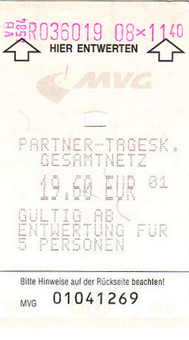 München MVV-Partnertageskarte Gesamtnetz