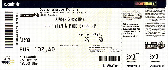 Olympiahalle: Mark Knopfler / Bob Dylan München