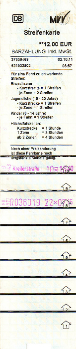 München MVV-Streifenkarte