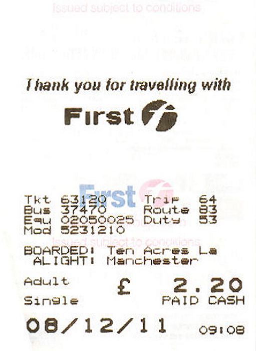 Manchester Busfahrkarte