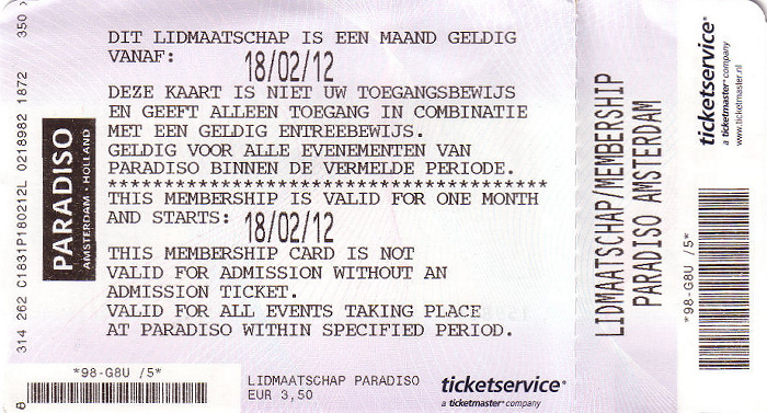 Amsterdam Paradiso: 1-Monats-Mitgliedschaft