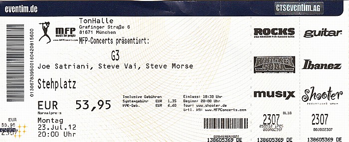 München TonHalle: G3 - Joe Satriani, Steve Vai, Steve Morse