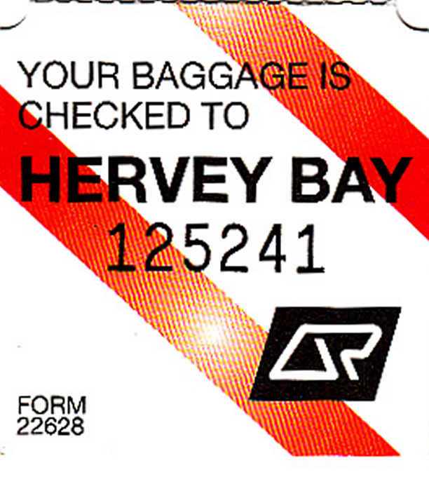 Gepäckschein Zug Cairns - Maryborough 17./18.11. / Bus Maryborough - Hervey Bay 18.11.