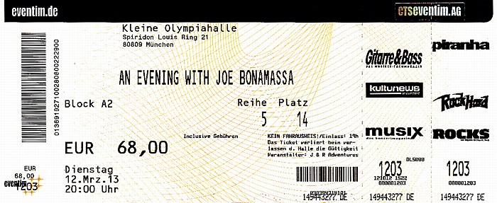 München Kleine Olympiahalle: Joe Bonamassa