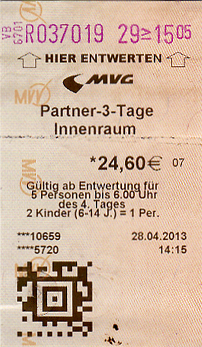 München MVV-Ticket Partner-3-Tage Innenraum