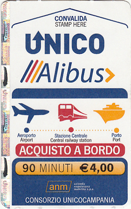Neapel Busfahrkarte Flughafen - Stazione Centrale 14.7. / Stazione Centrale - Flughafen 15.7.
