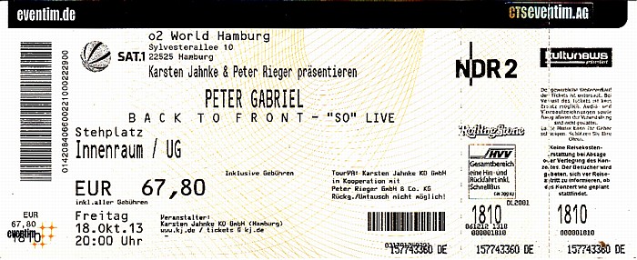 Hamburg O2 World: Peter Gabriel