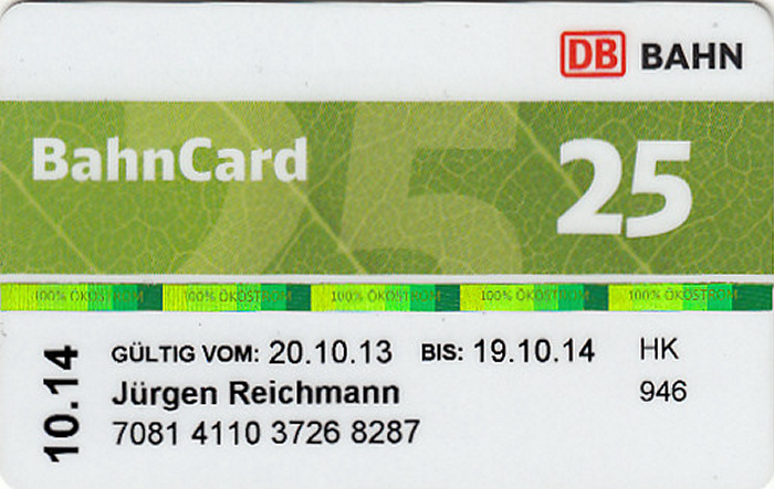 München BahnCard 25 20.10.2013 - 19.10.2014