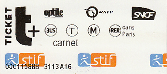 Paris RATP-Fahrkarte (Metro, Bus) 1.-3.3.