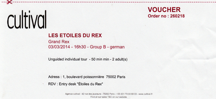 Paris Le Grand Rex: Les Etoiles du Rex (Voucher)