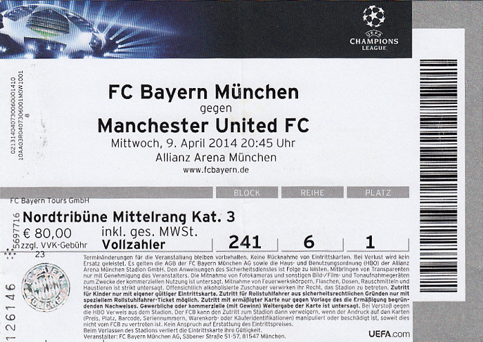 Allianz Arena: Champions League Viertelfinale FC Bayern München - Manchester United