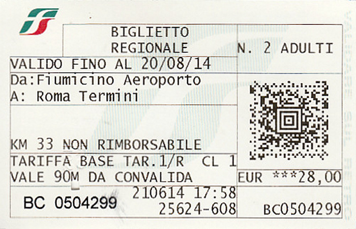 Rom Bahnfahrkarte Leonardo Express Fiumicino Aeroporto - Termini