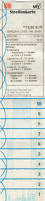 München MVV-10er-Streifenkarte