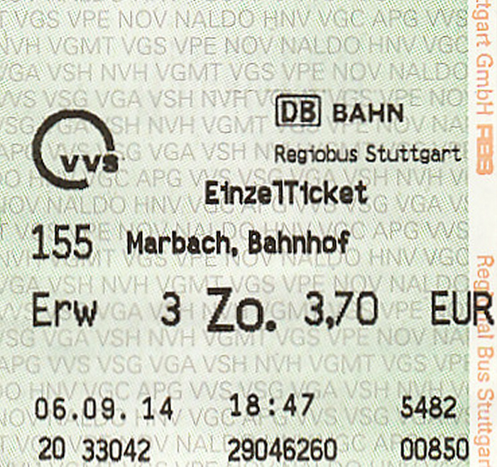 Busfahrkarte Marbach am Neckar - Beilstein