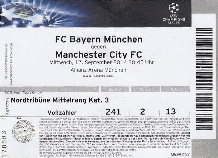 Allianz Arena: Champions League-Spiel FC Bayern München - Manchester City FC