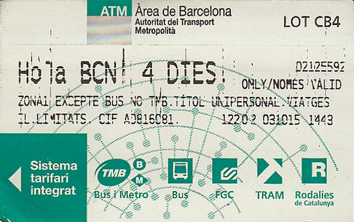 Barcelona 4-Tageskarte ATM