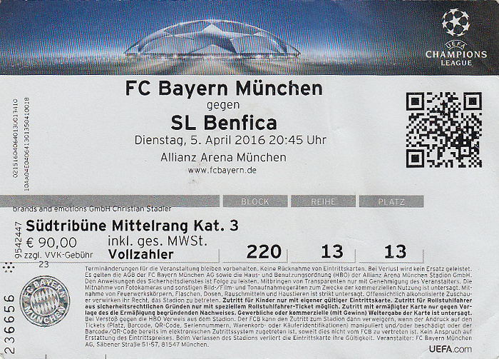 Allianz Arena: Champions League-Viertelfinalhinspiel FC Bayern München - Benfica Lissabon