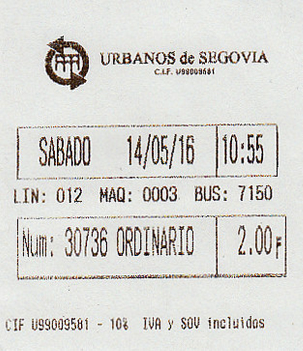 Segovia Busfahrkarte