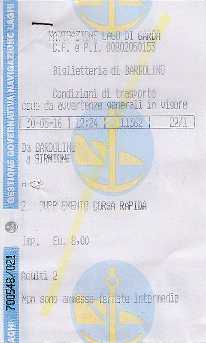 Zuschlag Schiff Bardolino - Sirmione